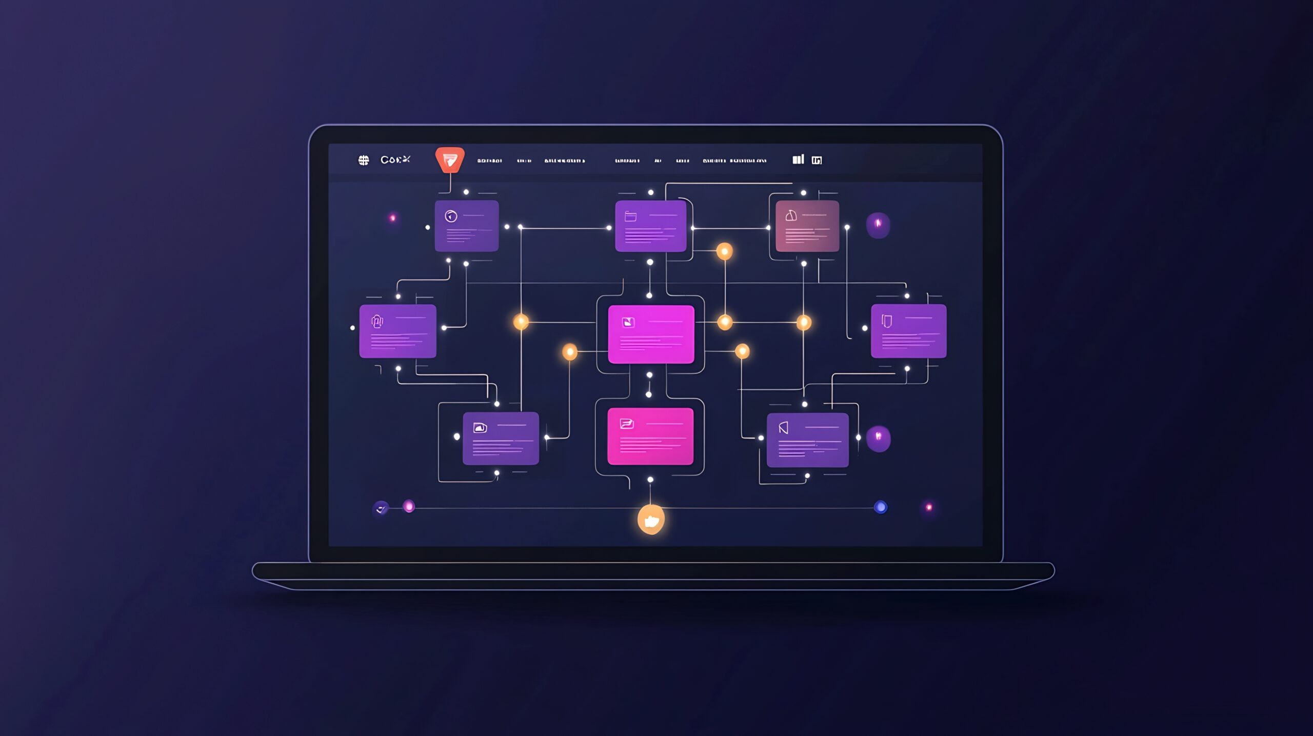 a computer screen with purple squares and dots